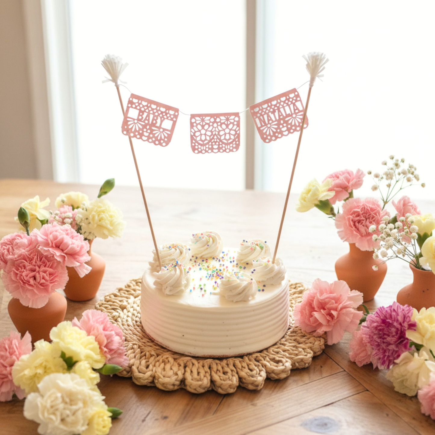 Adorno para tarta de baby shower Cielito Lindo - Rosa/Niña