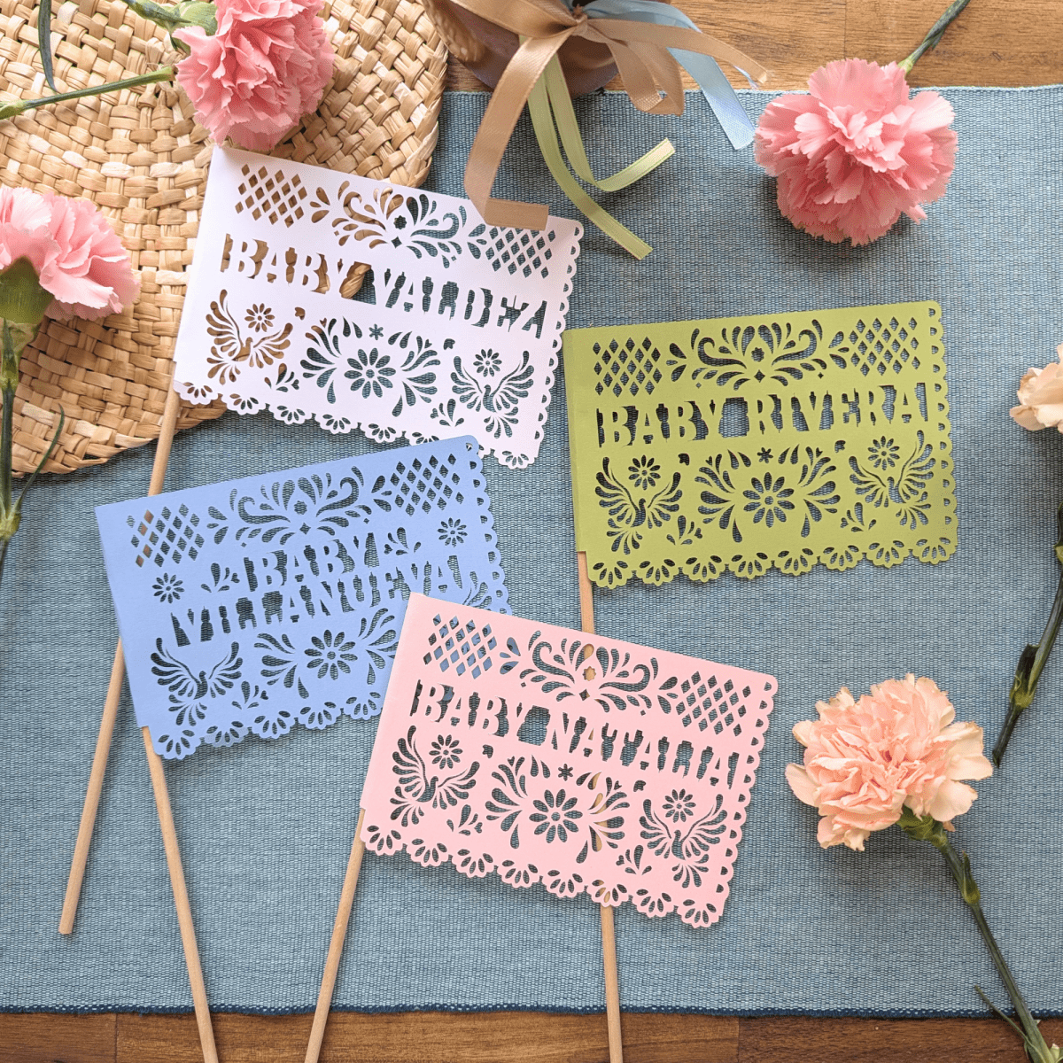 Baby Blue Cielito Lindo Baby Shower Flags - Lula Flora