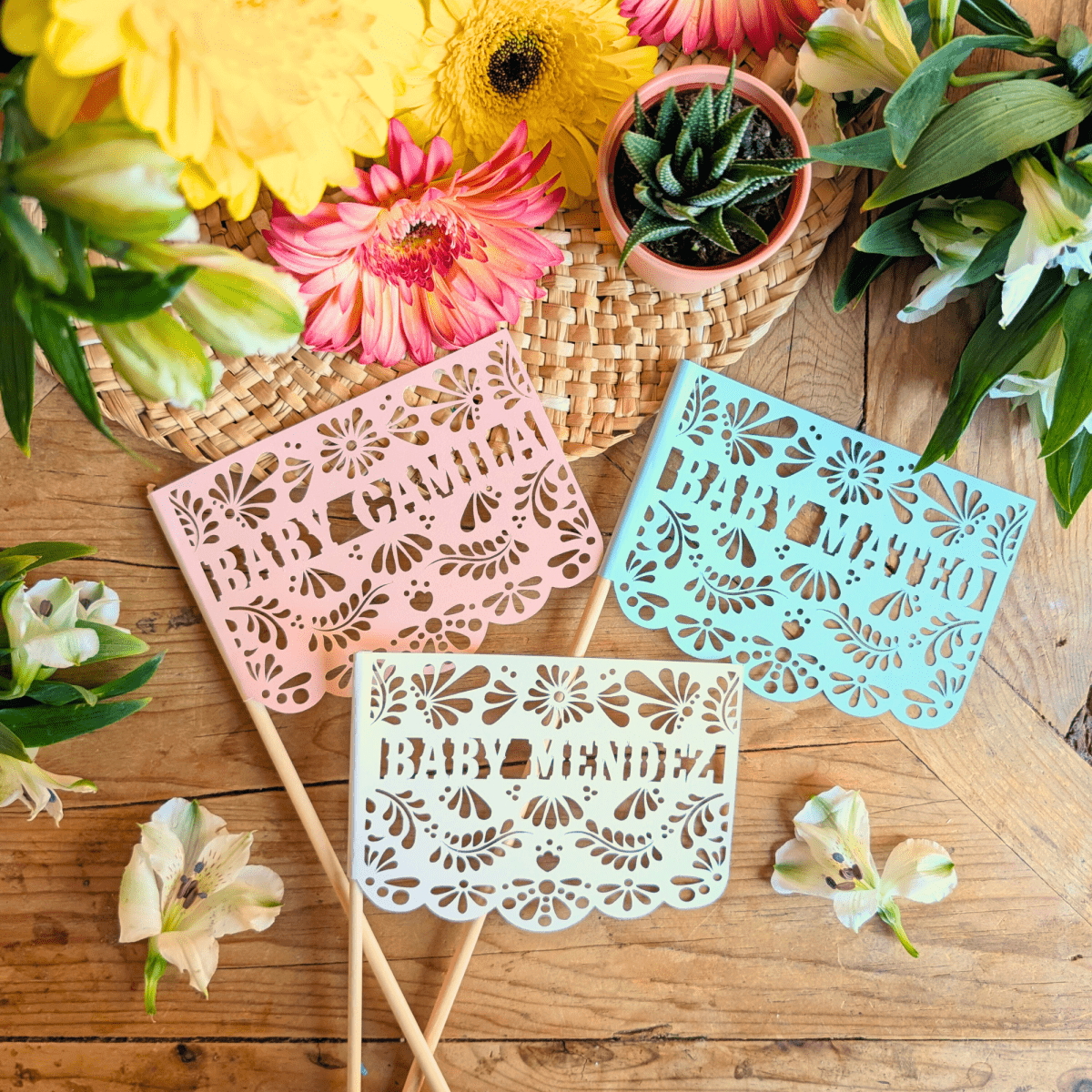 Baby Blue Talavera Cielito Lindo Baby Shower Flags - Lula Flora