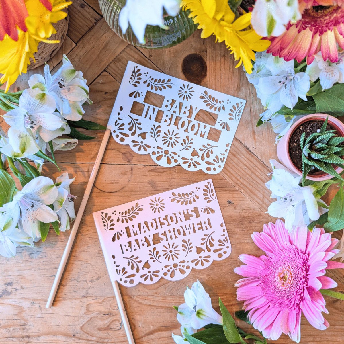 Baby in Bloom Floral Centrepiece Flags - Lula Flora