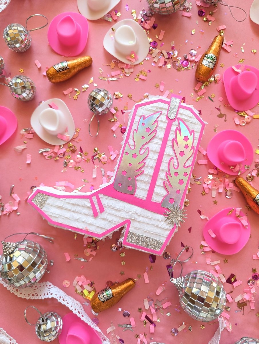 Cowboy Boot Bachelorette Gift Box - Disco White - Lula Flora