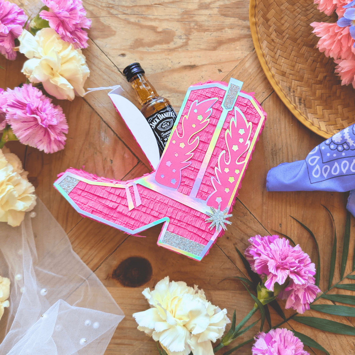 Cowboy Boot Mini Piñata Gift Box - Disco Pink - Lula Flora