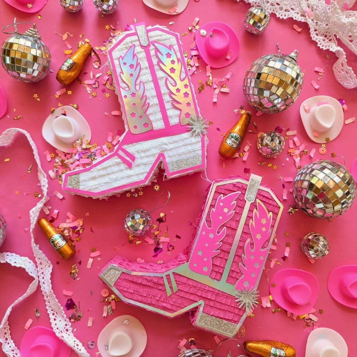 Cowboy Boot Mini Piñata Gift Box - Disco Pink - Lula Flora