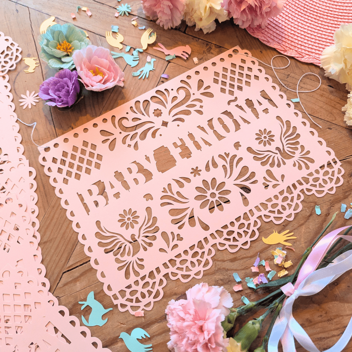 Custom Blush Pink Cielito Lindo Baby Shower Banner - Lula Flora