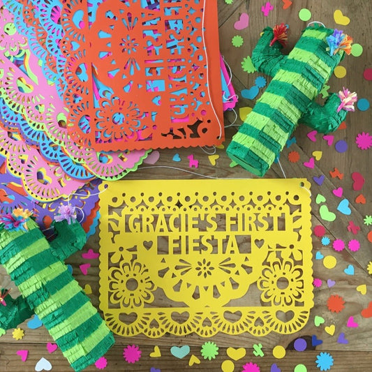 Floral Papel Picado Banner - CUSTOM TEXT - Lula Flora