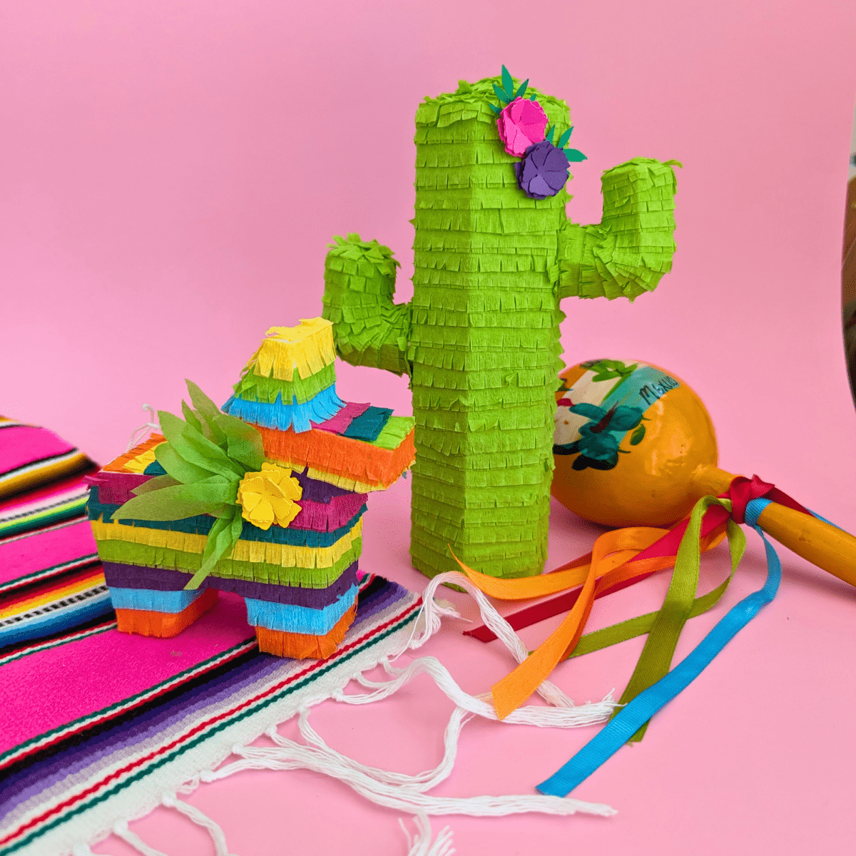 Mini Cactus Party Favor Piñata - Lime | Set of 3 - Lula Flora