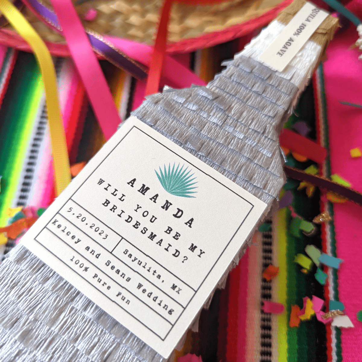 Tequila Piñata Bridesmaid Proposal Box - Gold - Lula Flora