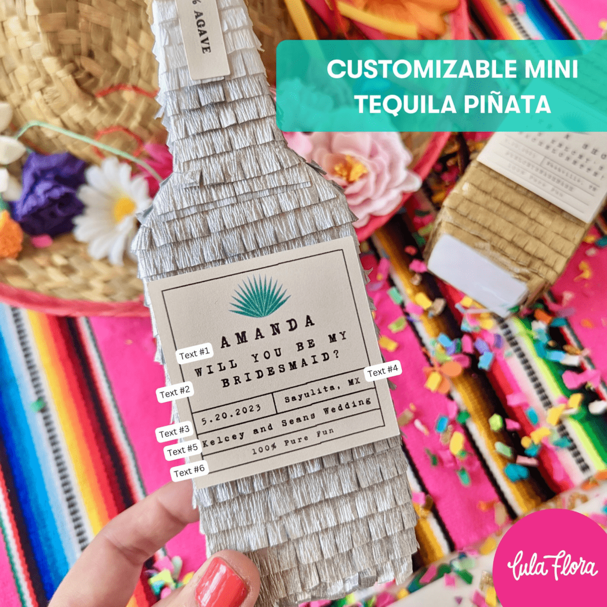 Tequila Piñata Bridesmaid Proposal Box - Gold - Lula Flora