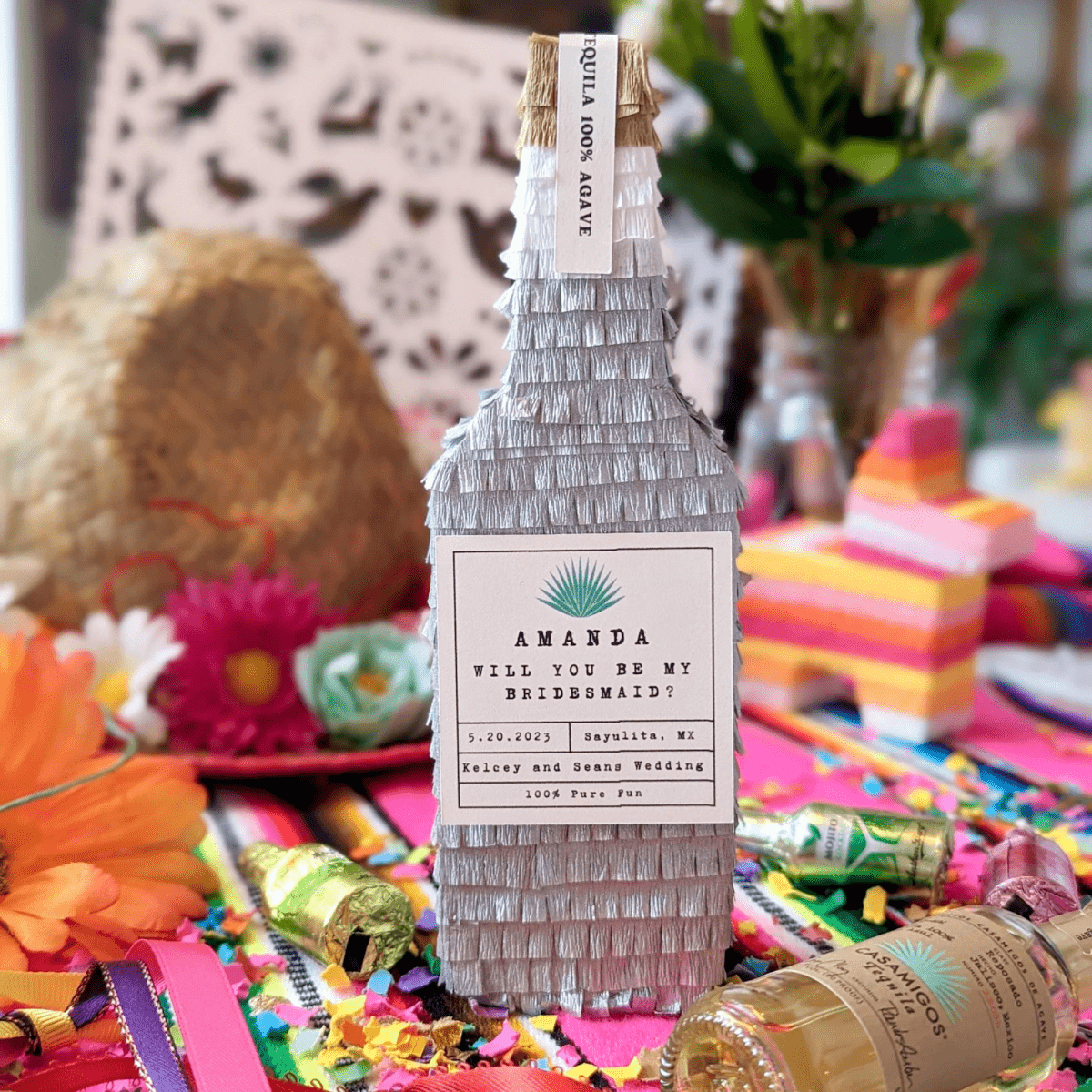 Tequila Piñata Bridesmaid Proposal Box - Gold - Lula Flora