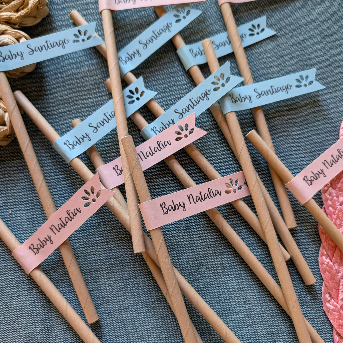 Personalized Cielito Lindo baby shower party straws