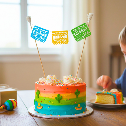 Personalized Papel Picado Fiesta Cake Topper