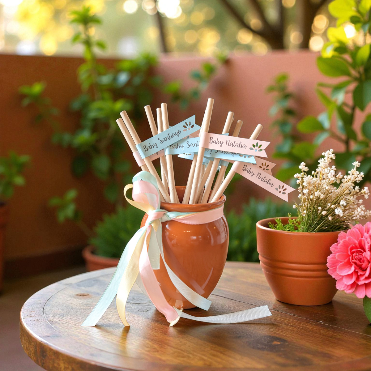 Personalized Cielito Lindo baby shower party straws