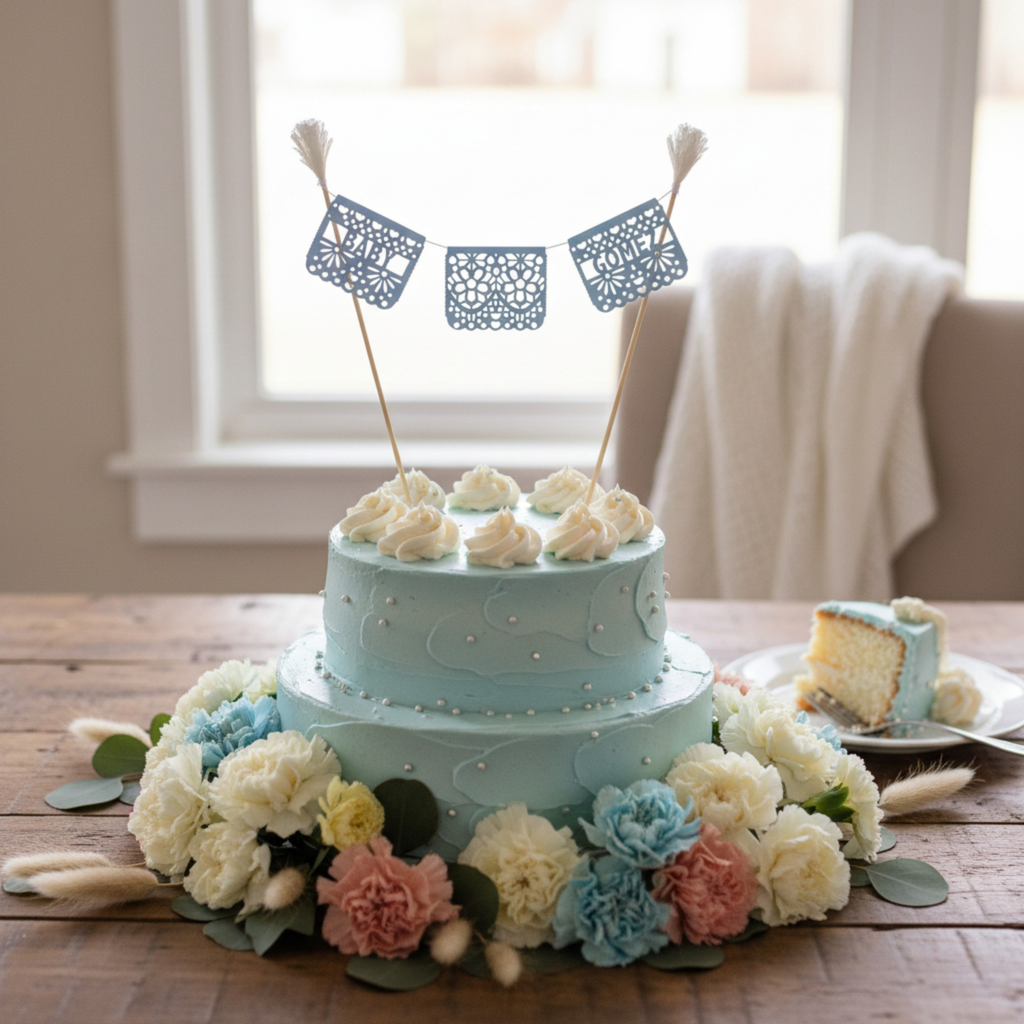 Blue Personalized Cielito Lindo Baby Shower Cake Topper