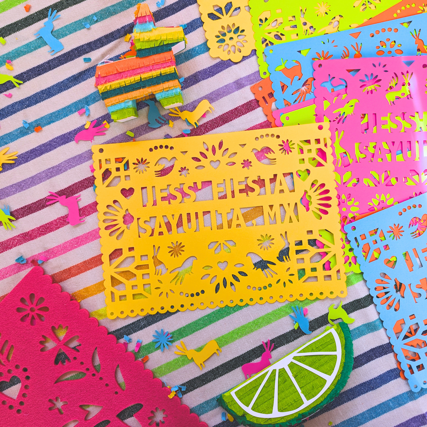 Papel Picado Otomi Design Banner - CUSTOM TEXT