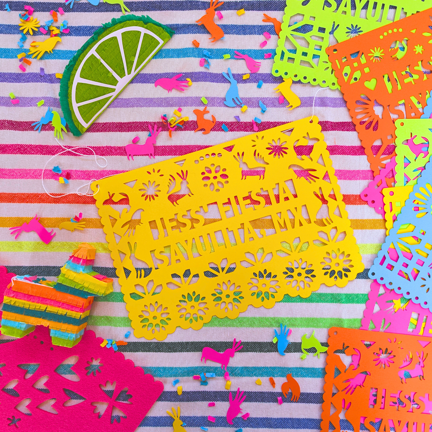 Papel Picado Otomi Design Banner - CUSTOM TEXT