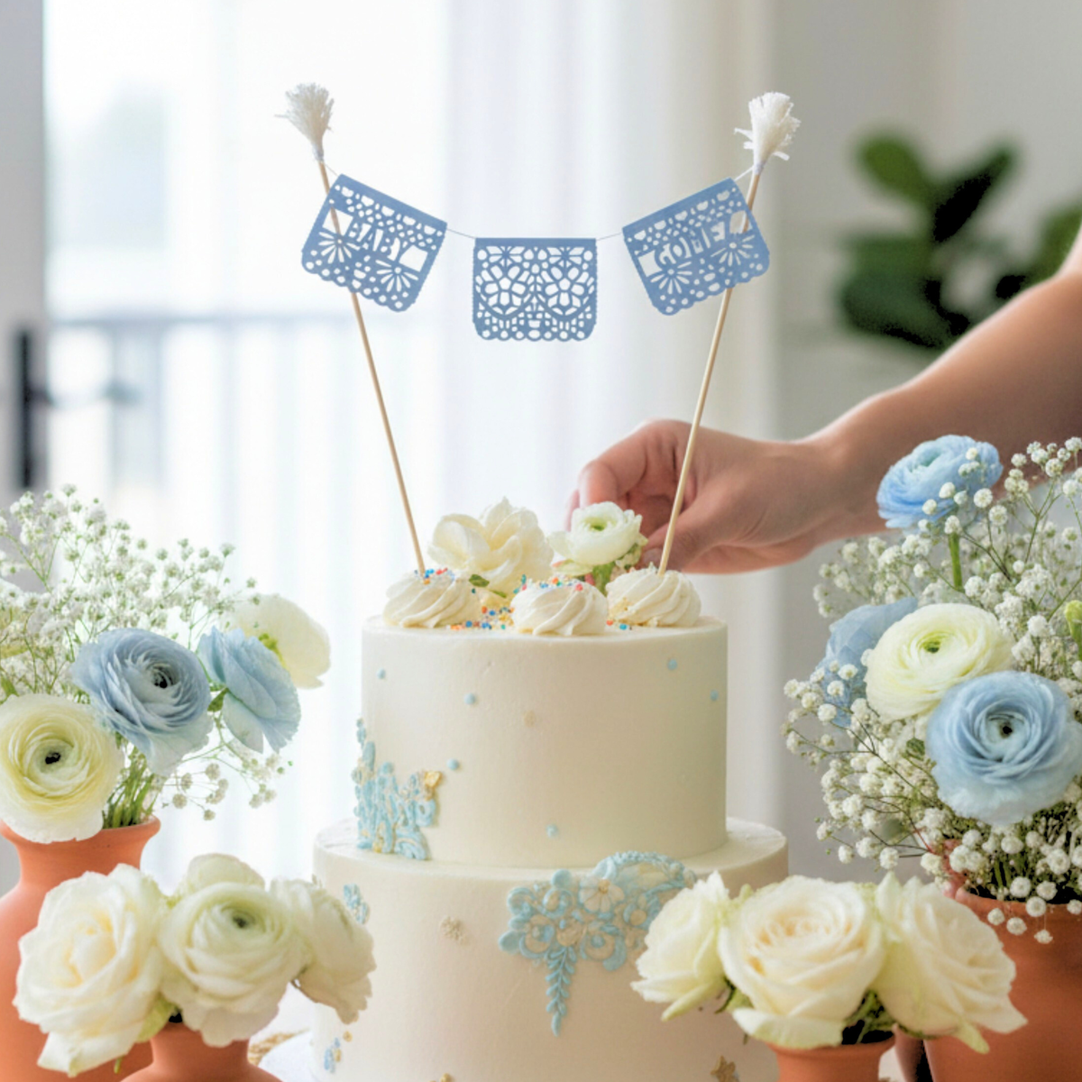 Blue Personalized Cielito Lindo Baby Shower Cake Topper