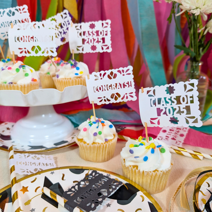 Fiesta Graduation Class of 2025 Cupcake Toppers