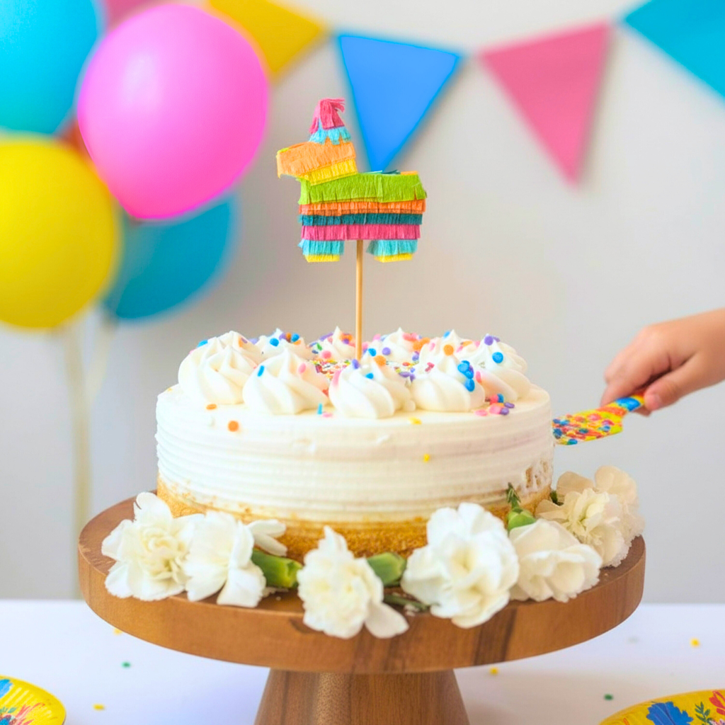 Custom Mini Donkey Piñata Cake Topper in Fiesta Colors