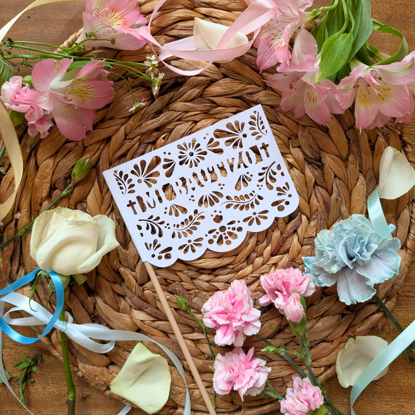Personalized Cielito Lindo Baptism Flags