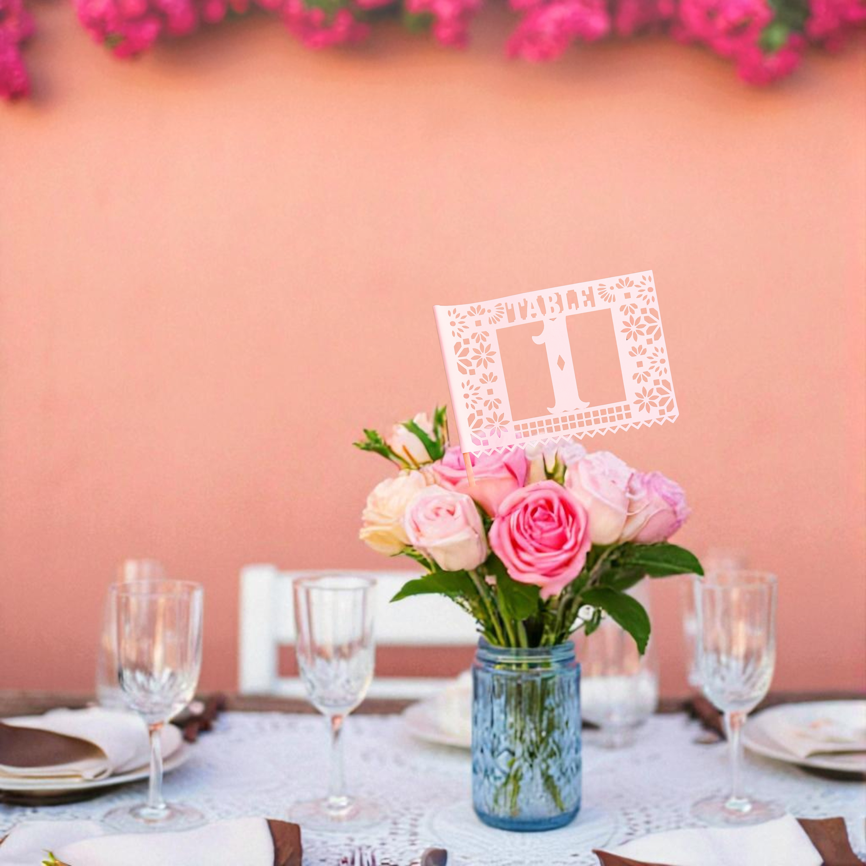 Spanish tile table number flags in custom colors