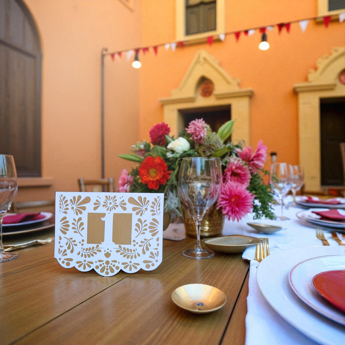 Spanish tile table numbers with layered custom cardstock colors