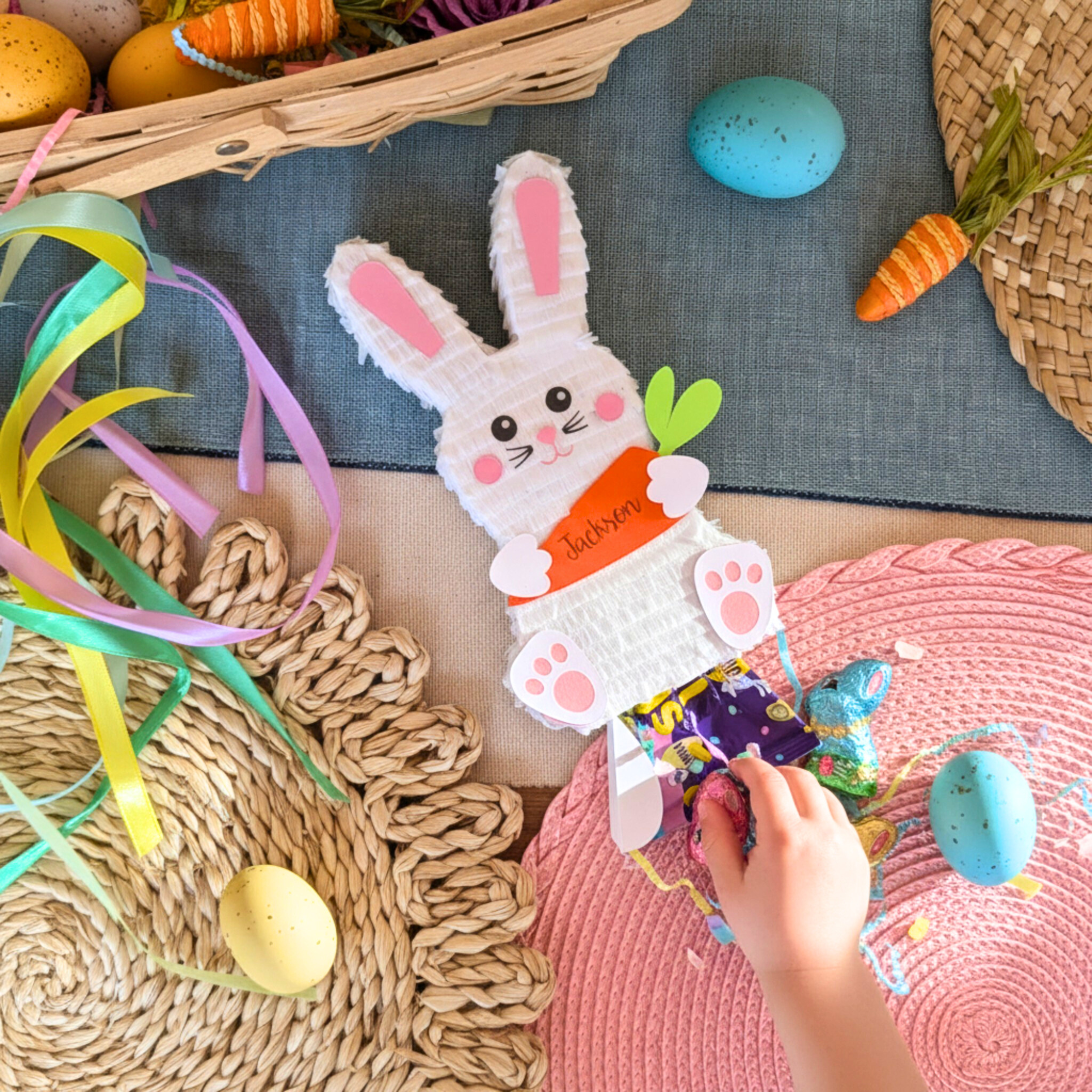 Personalized Easter Bunny Mini Piñata Basket Stuffer - Lula Flora