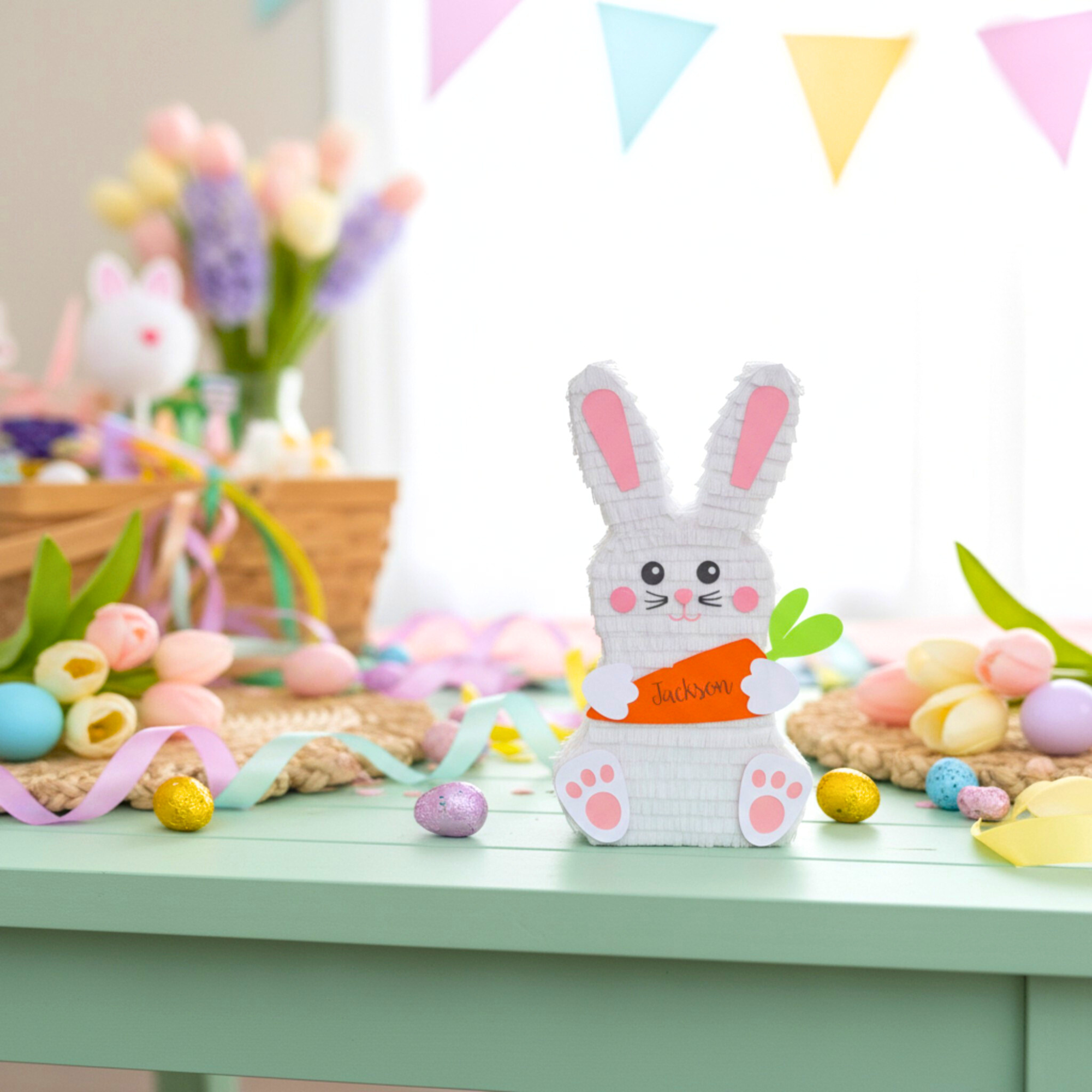 Personalized Easter Bunny Mini Piñata Basket Stuffer - Lula Flora