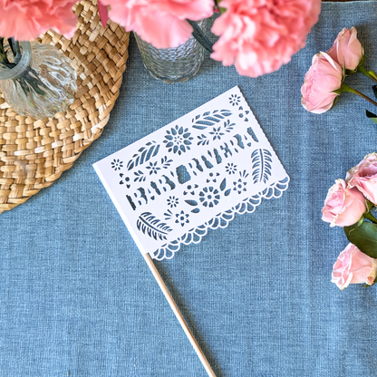 Personalized Floral Papel Picado Baby Shower Flags