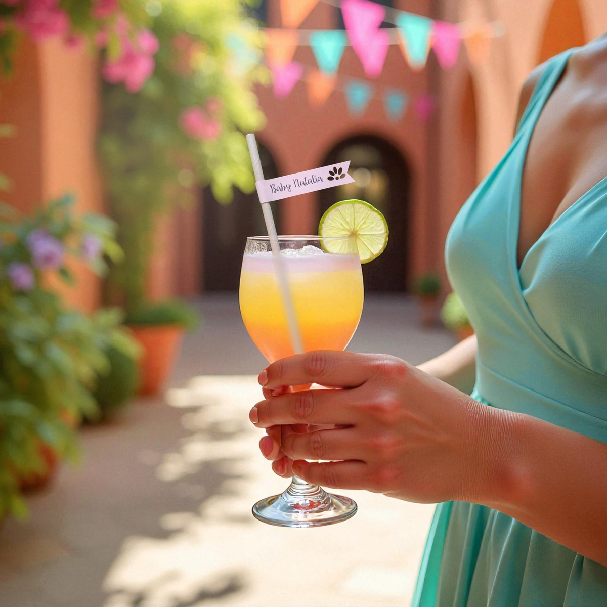 Personalized Cielito Lindo baby shower party straws