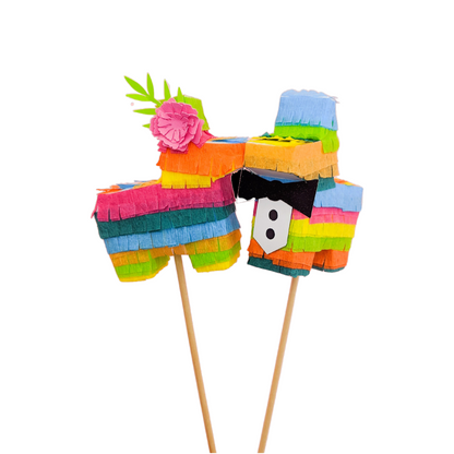 Bride and Groom Mini Piñata Cake Toppers | Set of 2