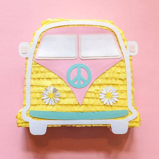 Hippie Van Mini Piñata Party Favor- Yellow