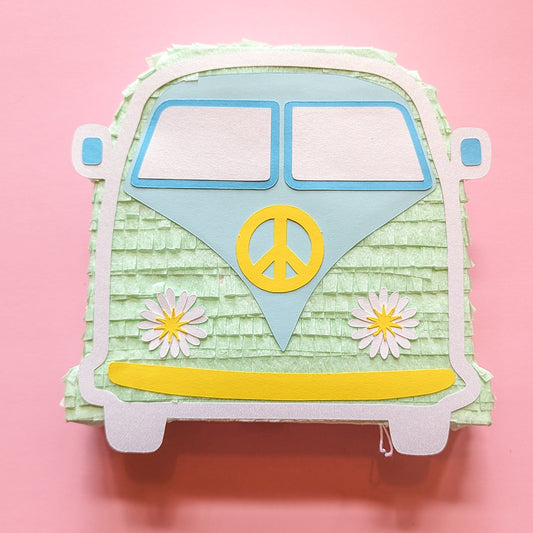 Hippie Van Mini Piñata Party Favor- Mint