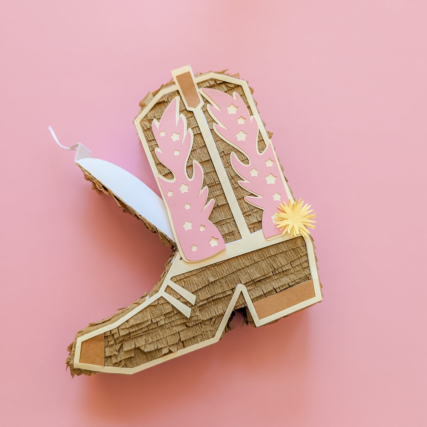 Cowboy Boot Mini Piñata Gift Box - Tan