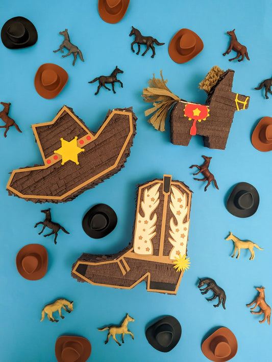 Cowboy Boot Mini Piñata Gift Box - Brown