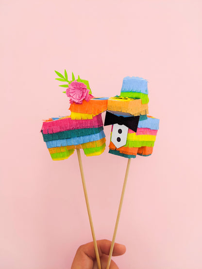 Bride and Groom Mini Piñata Cake Toppers | Set of 2