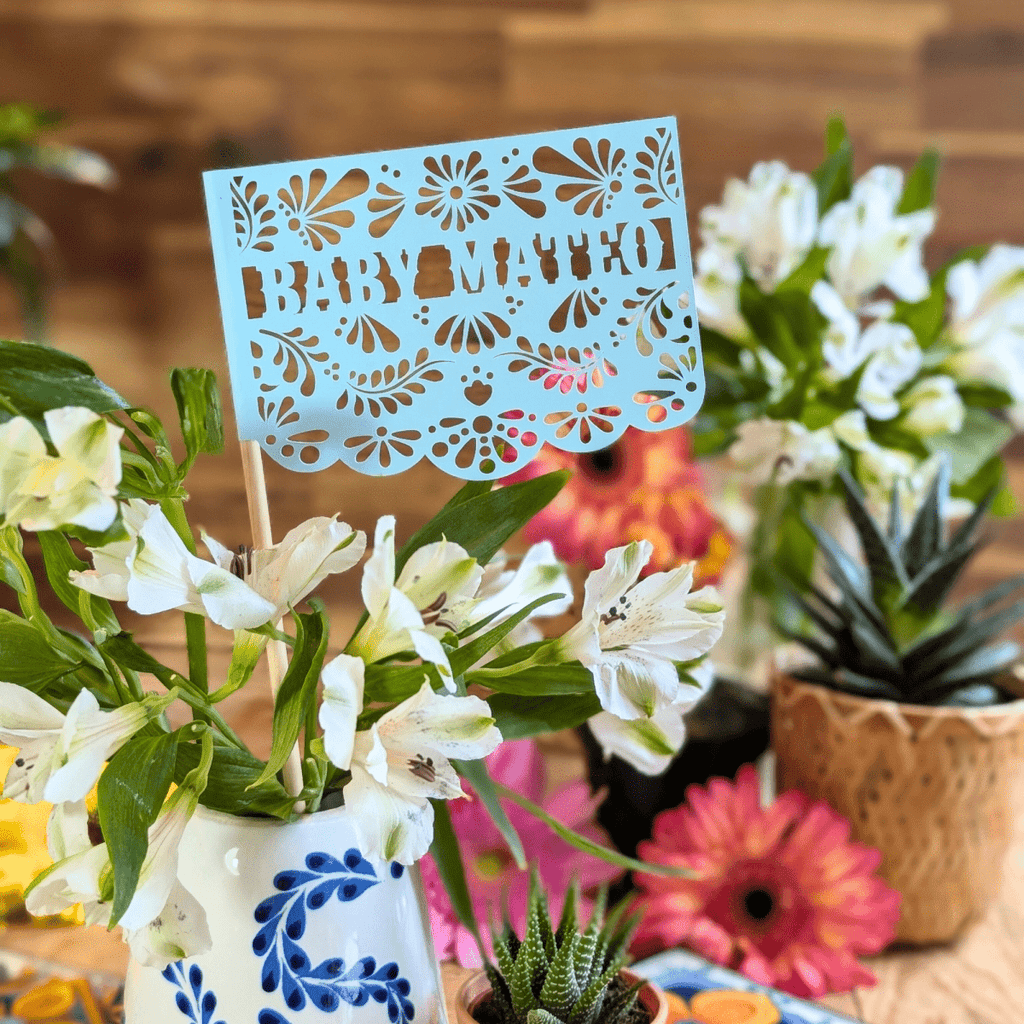 Baby Blue Talavera Cielito Lindo Baby Shower Flags - Lula Flora