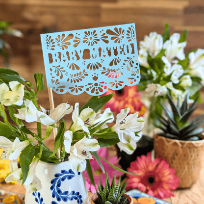 Baby Blue Talavera Cielito Lindo Baby Shower Flags - Lula Flora