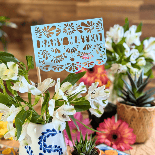 Baby Blue Talavera Cielito Lindo Baby Shower Flags - Lula Flora