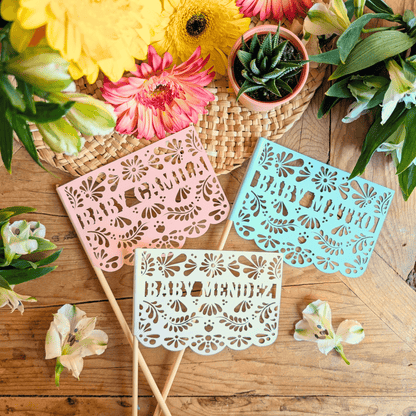 Baby Blue Talavera Cielito Lindo Baby Shower Flags - Lula Flora