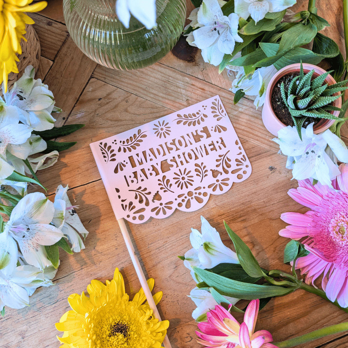 Baby in Bloom Floral Centrepiece Flags - Lula Flora