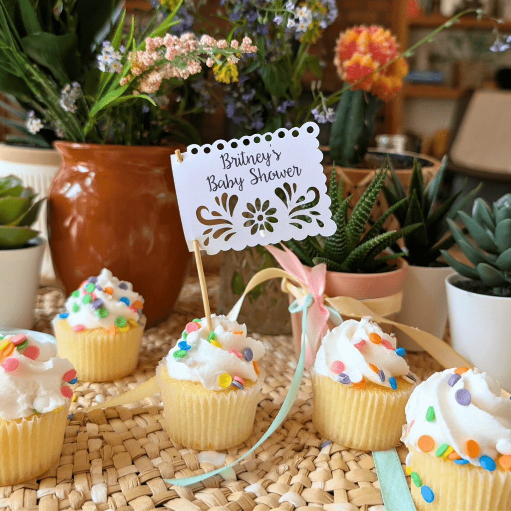 Personalized Baby in Bloom Floral Cupcake and Favor Picks