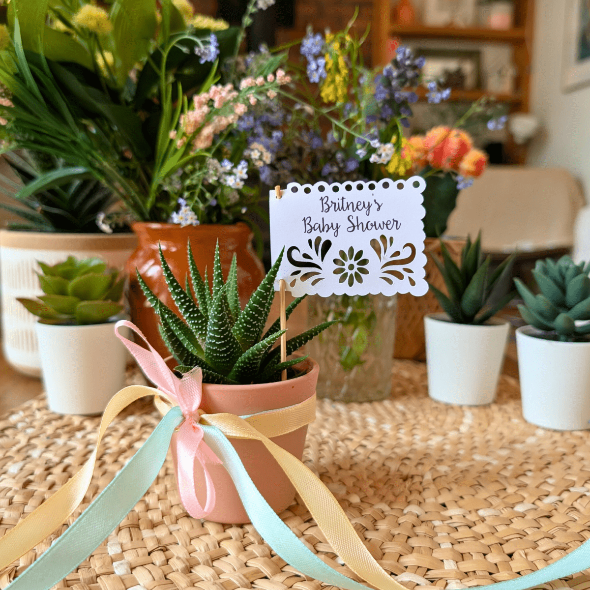Personalized Baby in Bloom Floral Cupcake and Favor Picks