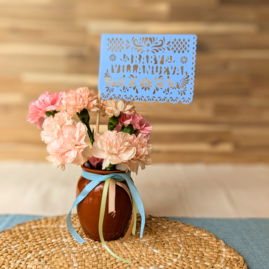 Dusty Blue Cielito Lindo Baby Shower Flags