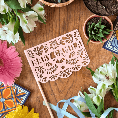 Blush Pink Talavera Cielito Lindo Baby Shower Flags - Lula Flora