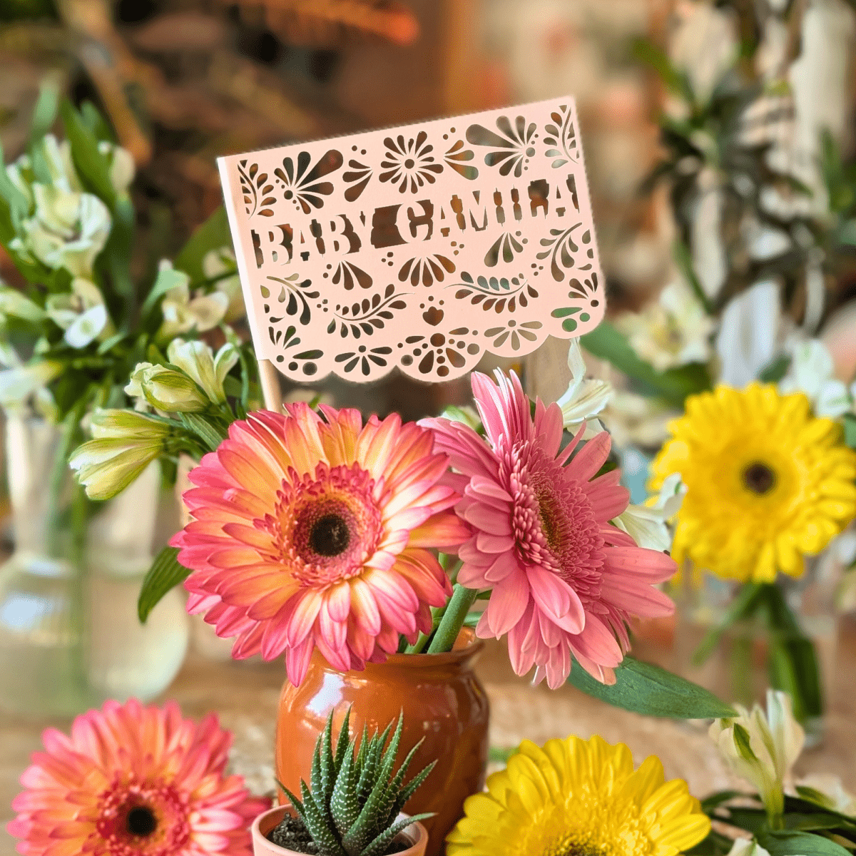 Blush Pink Talavera Cielito Lindo Baby Shower Flags - Lula Flora