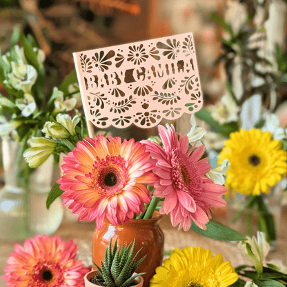 Blush Pink Talavera Cielito Lindo Baby Shower Flags - Lula Flora