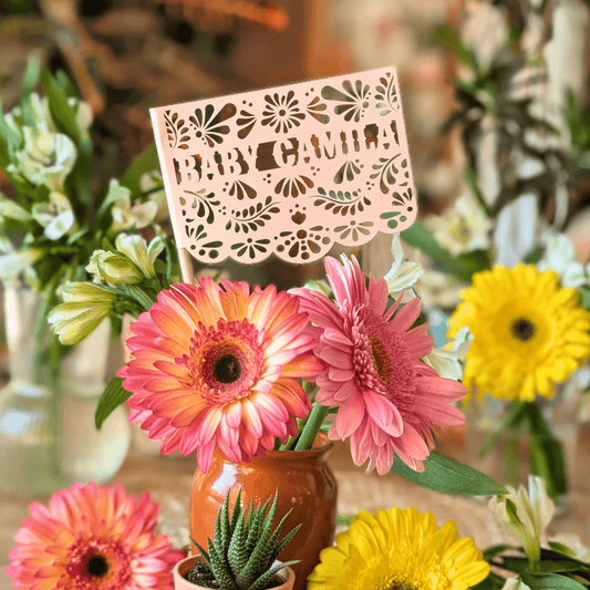 Blush Pink Talavera Cielito Lindo Baby Shower Flags - Lula Flora