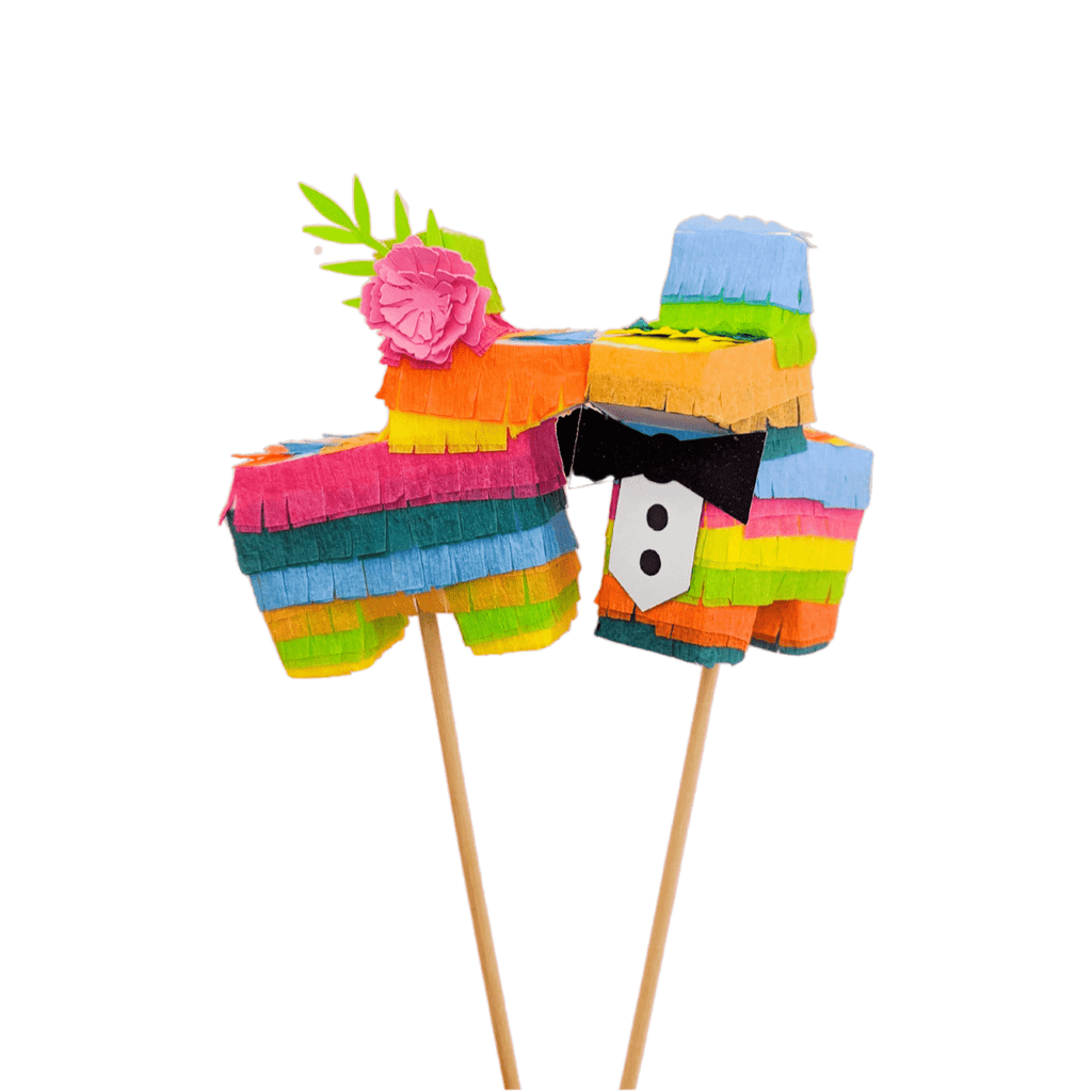 Bride and Groom Mini Donkey Piñata Wedding Cake Toppers