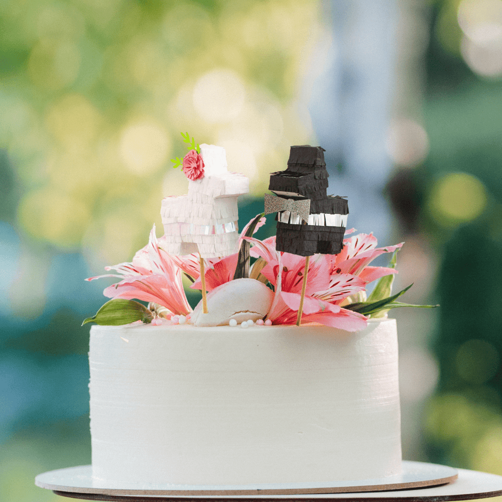 Bride and Groom Mini Donkey Piñata Wedding Cake Toppers