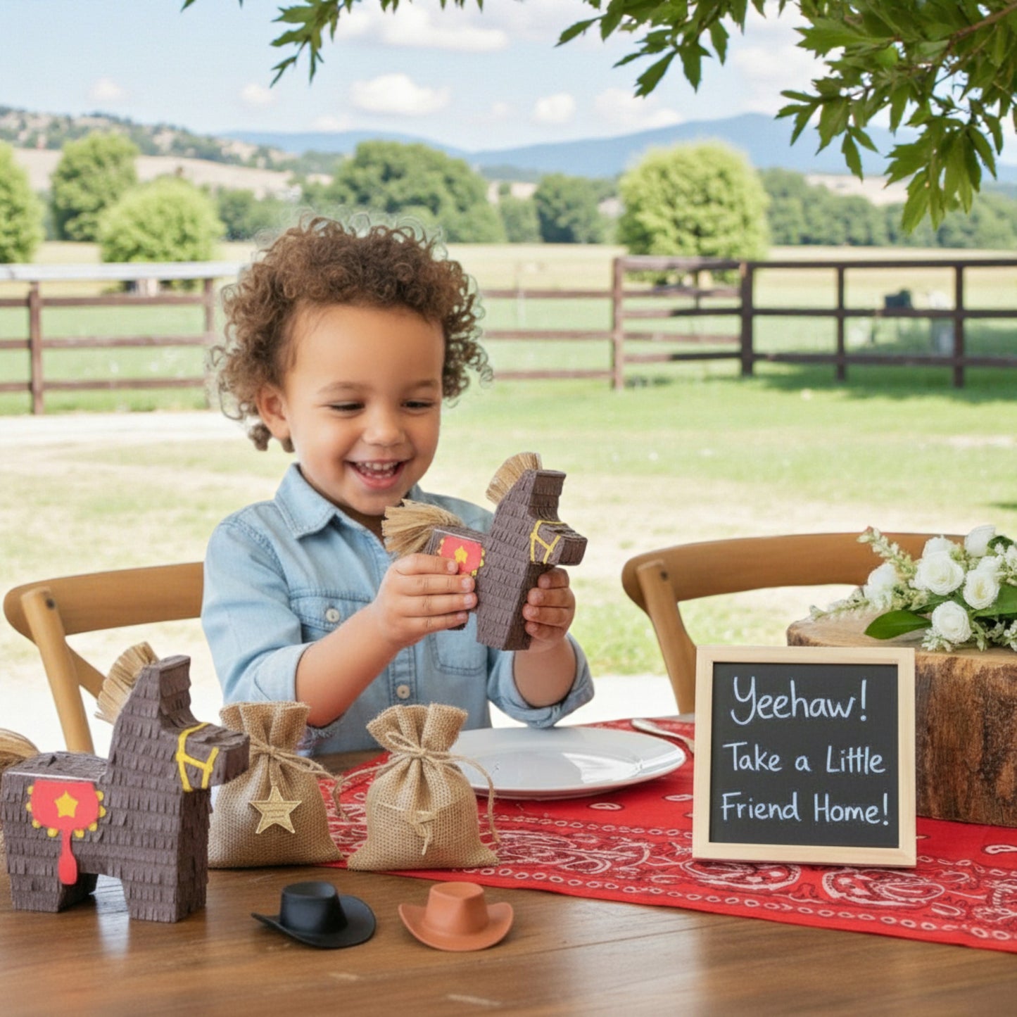 Piñatas de caballo en miniatura para fiestas - Marrón | Juego de 3